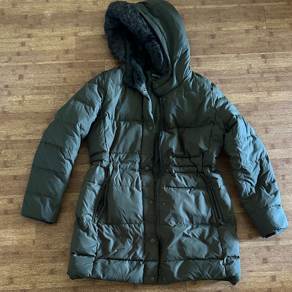 Ralph Lauren Dark Olive Quilted Hooded Puffer
